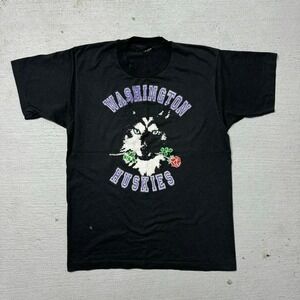 Vintage 80s 90s University of Washinton Huskies Graphic Tee Size Large